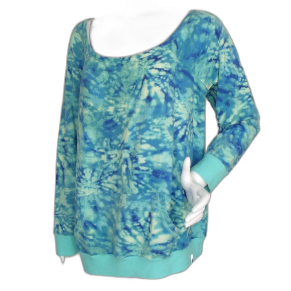 TORRID Active Sweatshirt, 2/2X, Tie-dye, Wide neck/off shoulder, Long sleeves - Picture 3 of 11